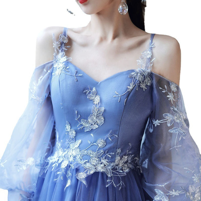 Robe de demoiselle d'honneur bleue Robe féminine de Ladybros