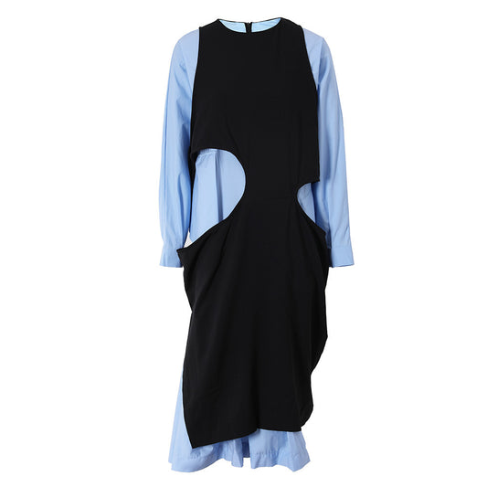 Long Sleeve Dress Irregular Design Retro