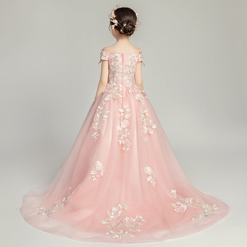 Robe de princesse à queue pour enfants, rêve atmosphérique