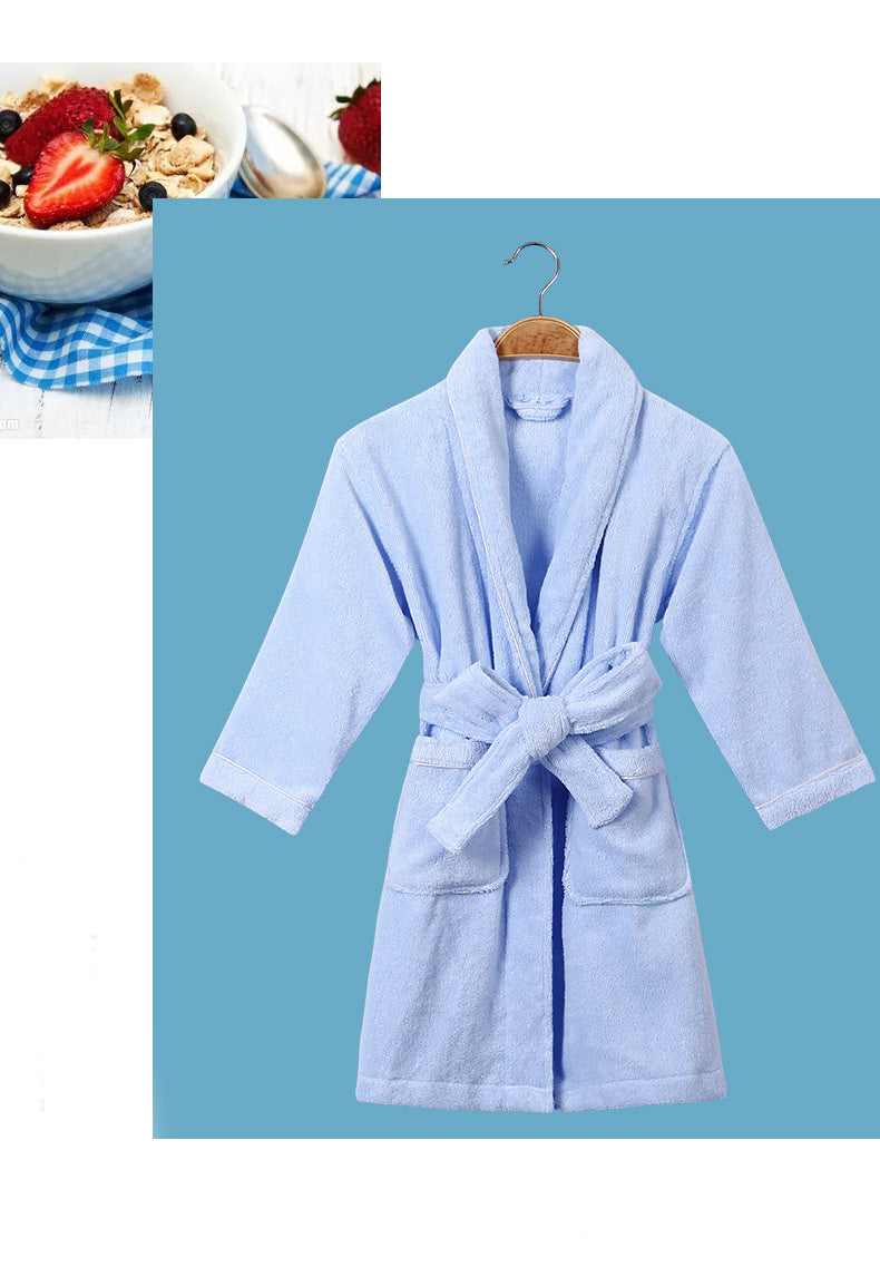 Children's Simple Solid Color Cotton Bathrobe