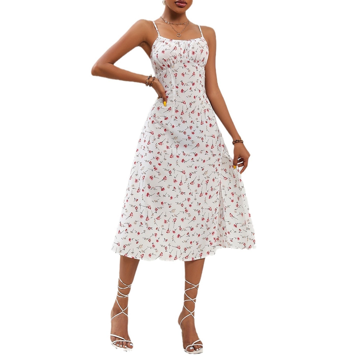 Women's Sleeveless Split Floral Dress