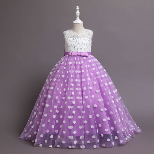 Robe de princesse à pois pour filles, Costumes de Piano pour enfants, défilé