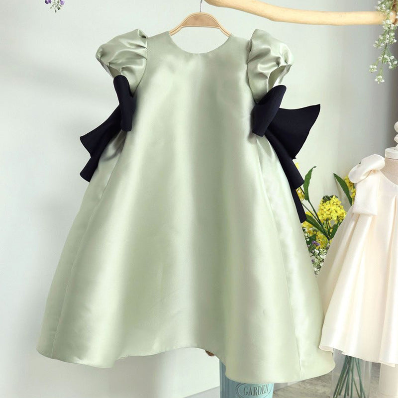 Vestido lindo para niña, vestido de princesa con manga de burbuja para niños