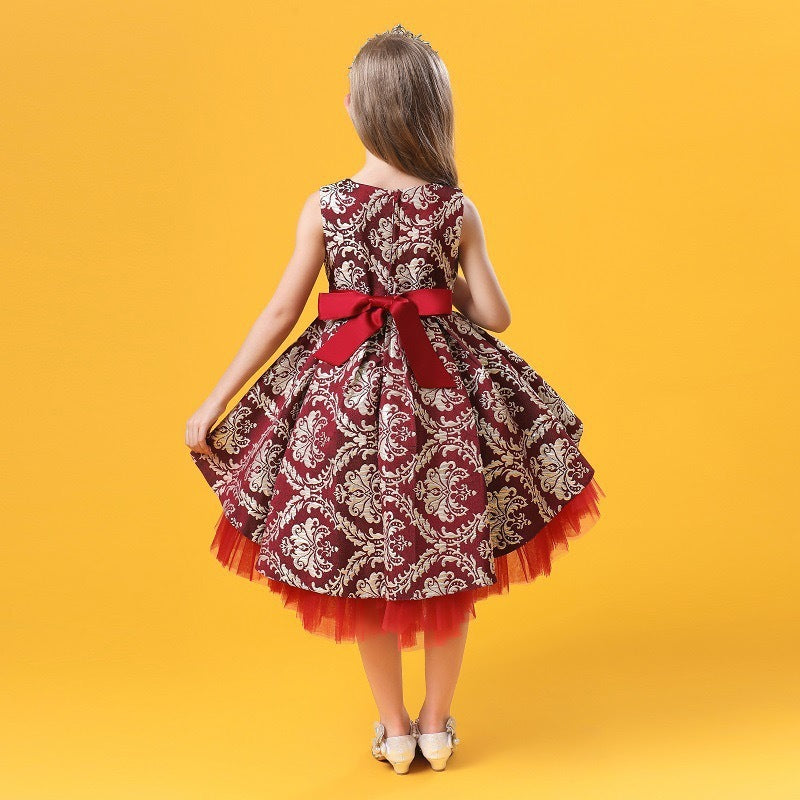 Little Girl In Piano Performance Dress Flower Girl Wedding