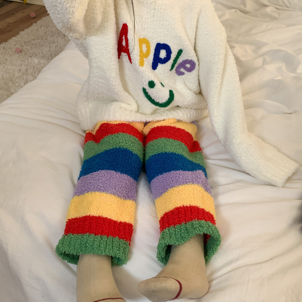 Boys And Girls Letters Rainbow Bar Pajamas Suit