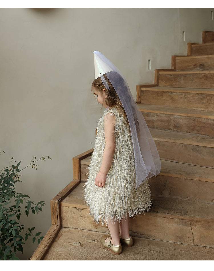 Jupe gilet à franges pour filles, robe de princesse d'anniversaire pour enfants