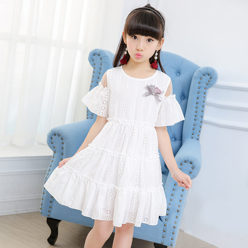 Cute Korean Style Western Style Girls Summer Princess Dress Pure Cotton