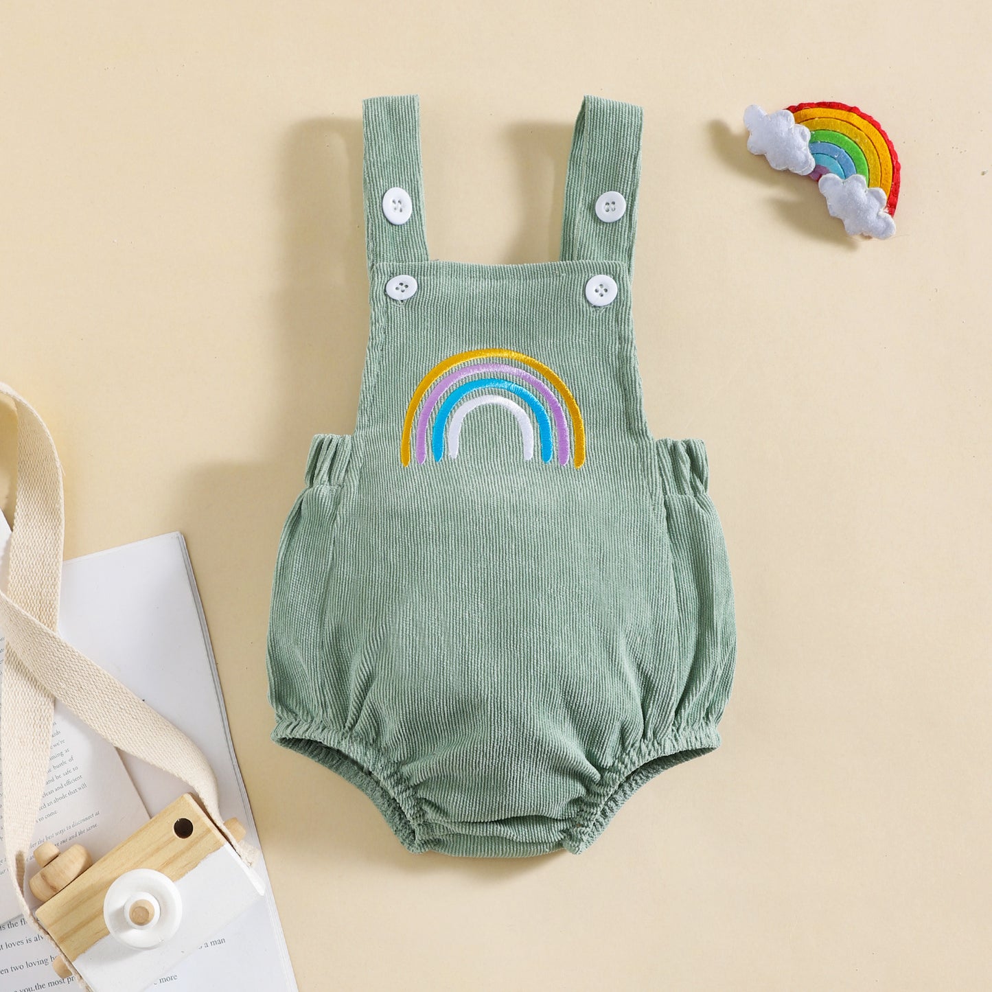 Children's Clothing Spring And Summer Rainbow Corduroy Romper