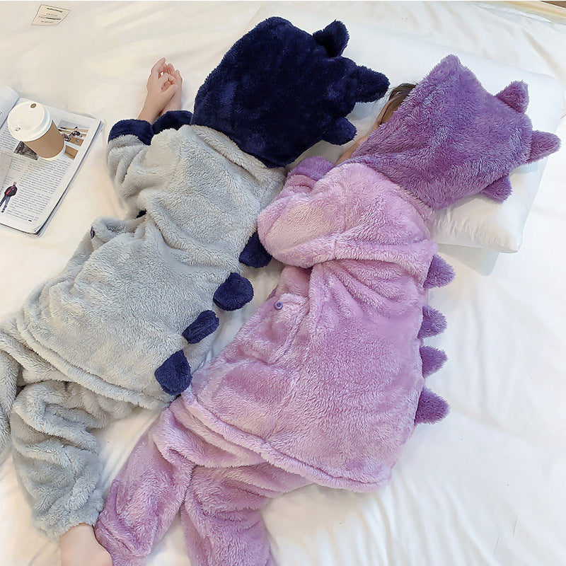 Pyjamas pour enfants garçons hiver dinosaure épaissi polaire corail