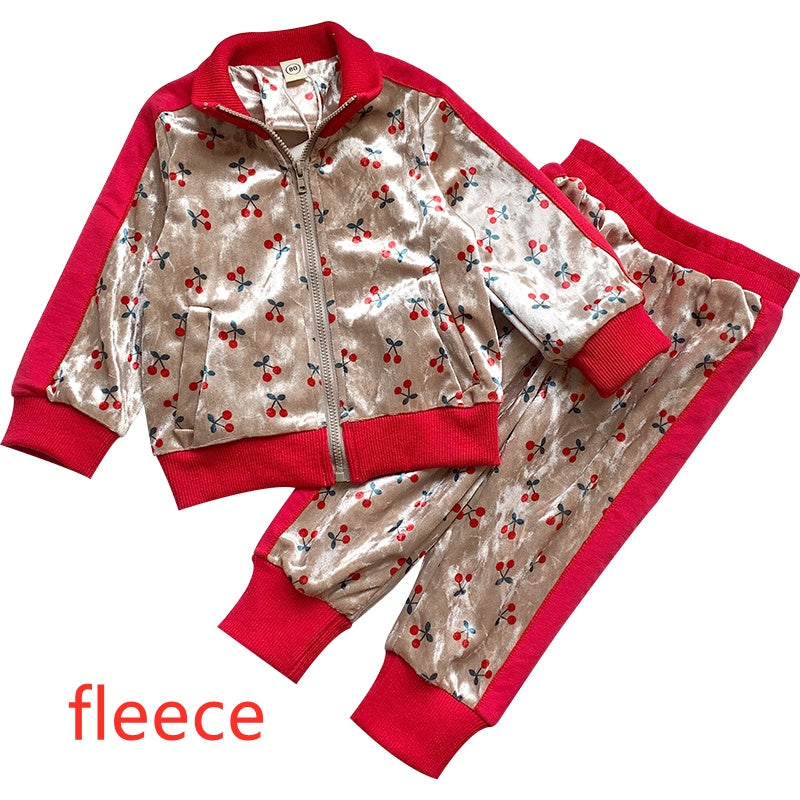 Children's Gold Velvet Suit Middle-aged Autumn Clothes