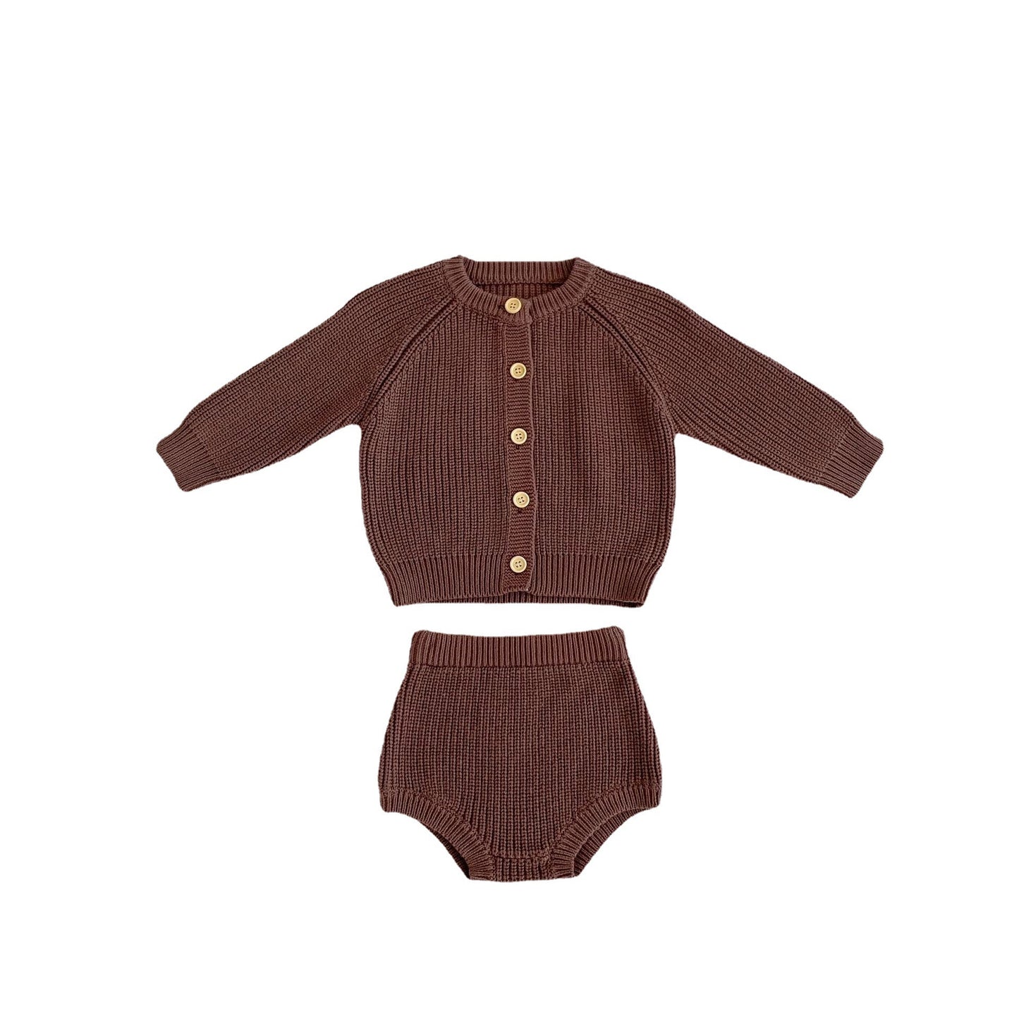 Costume deux pièces en fil de coton pour bébé, sous-vêtement volumineux, Cardigan, manteau