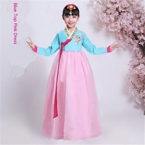 Ropa Fotografía Coreana Actuación de minorías para niños Traje de baile para niñas Hanbok