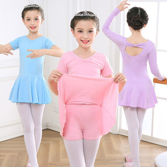 Robe de danse Vêtements d'exercice à manches courtes pour filles