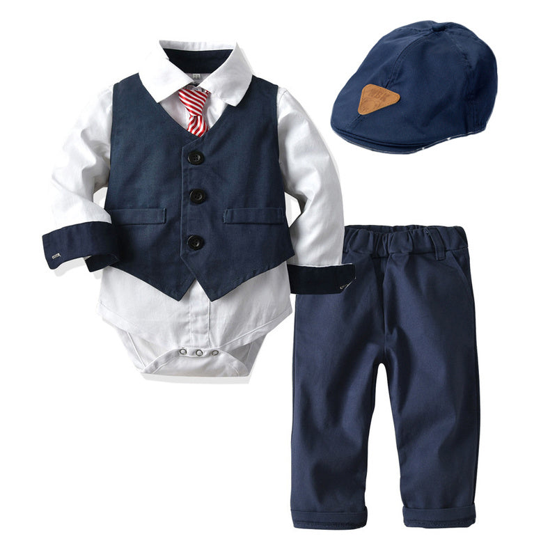 Costume de gentleman pour bébé garçon, barboteuse une pièce pour bébé