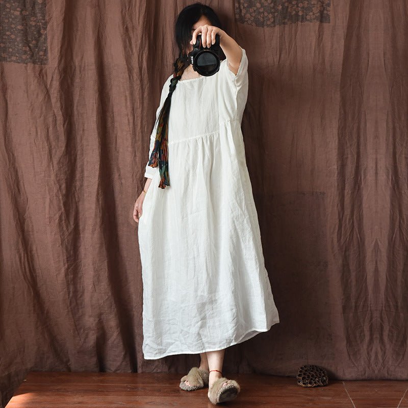 Women's Cotton And Linen Retro Dress