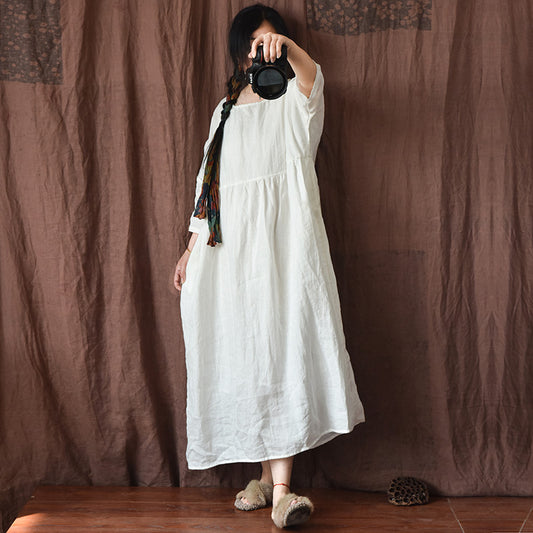 Robe Rétro Femme En Coton Et Lin