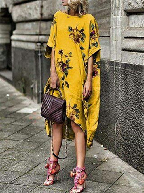 Robe ample à fleurs imprimée d'été pour femmes