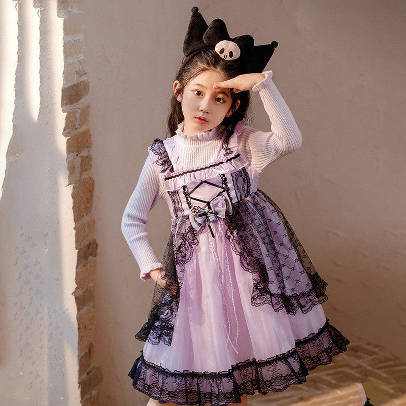 Robe violette à manches longues pour Fille