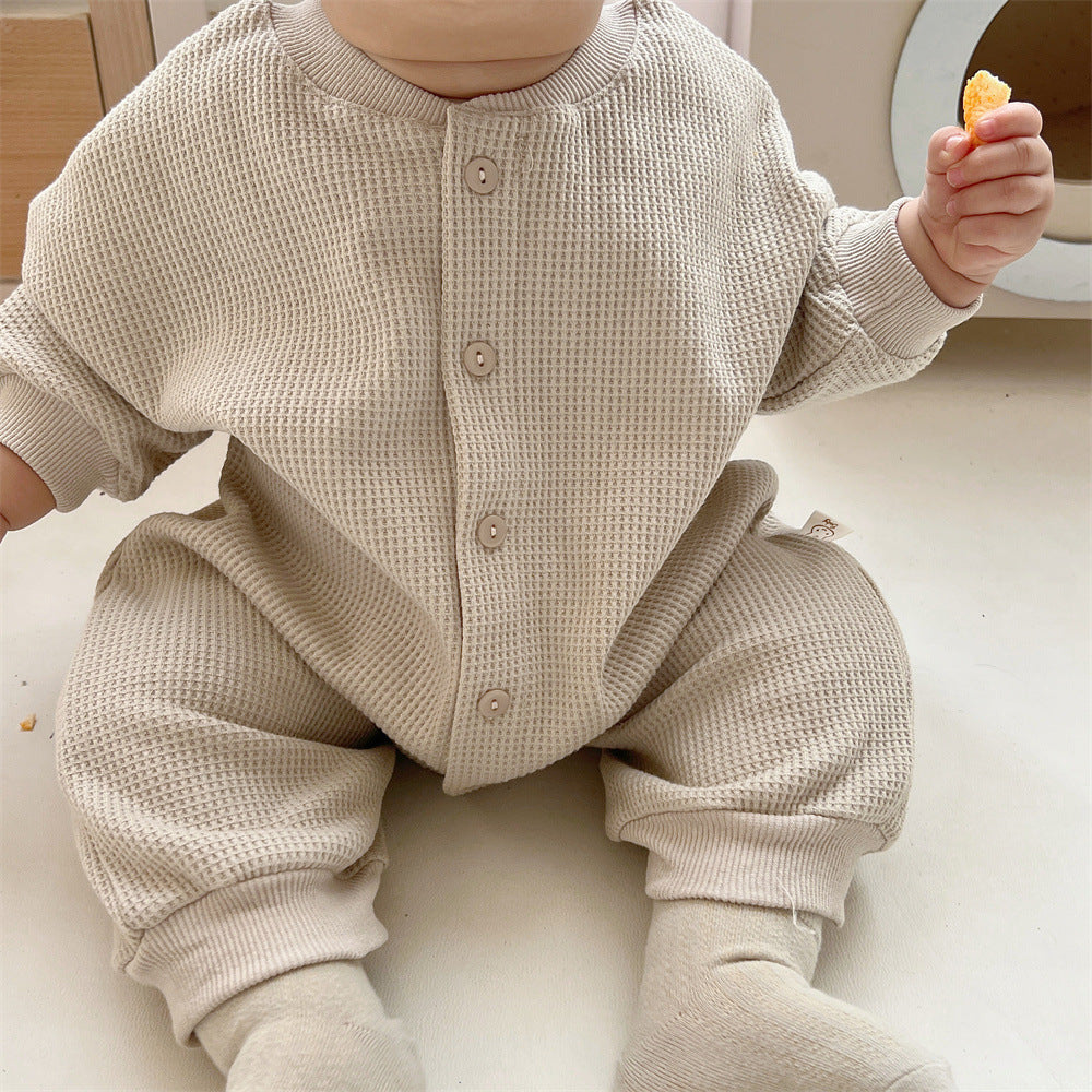 Baby Girl Solid Color Long Sleeve Bare Board Bodysuit