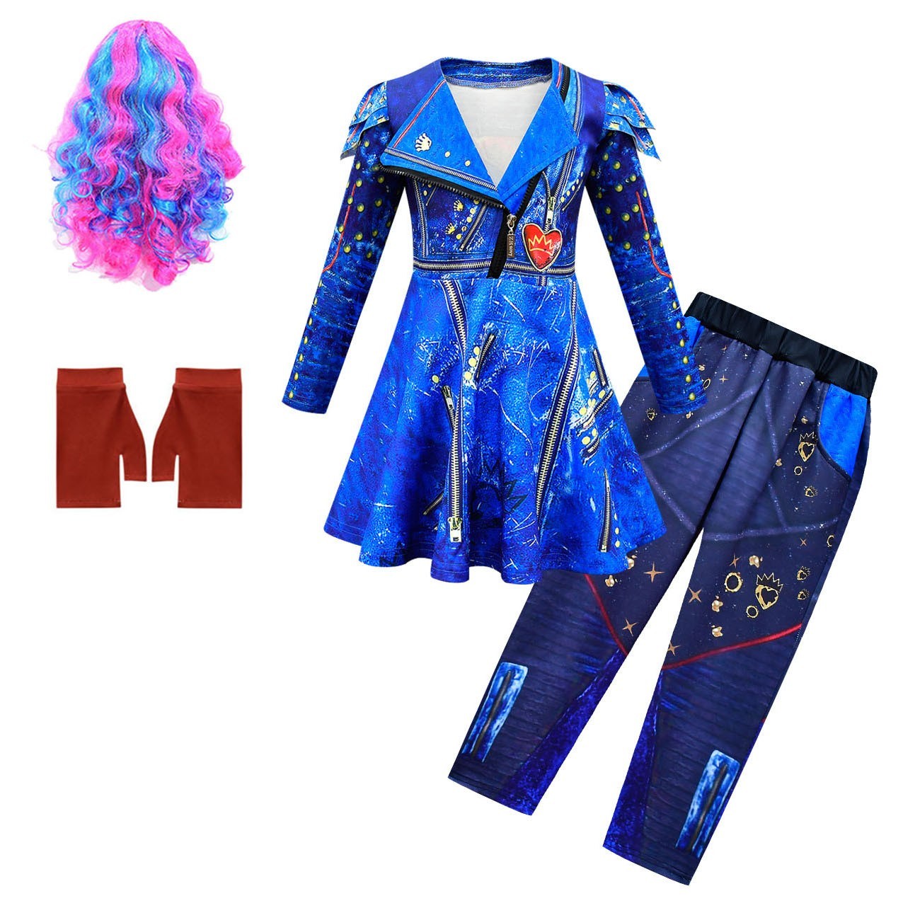 Ensemble de costumes d'Halloween pour enfants de couleur bleue pour filles