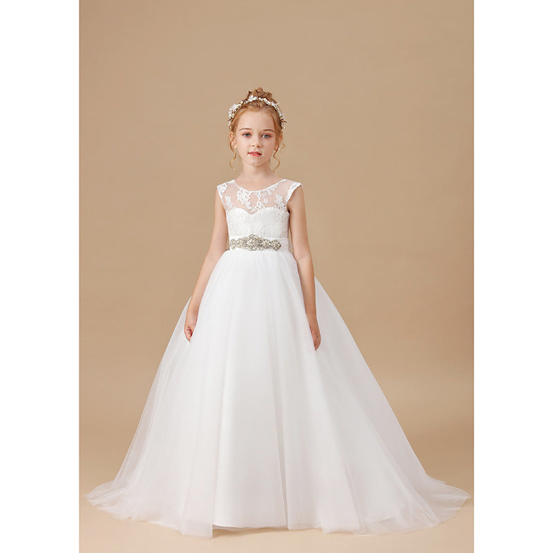 Robe de mariée de fille de fleur blanche de fille