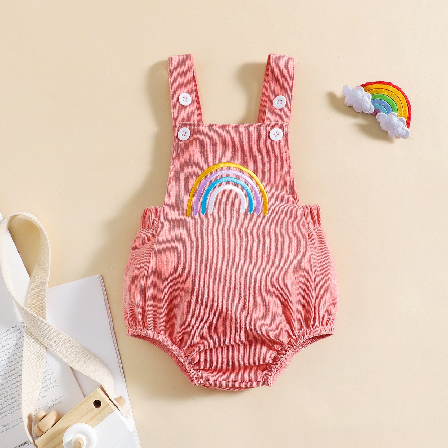 Children's Clothing Spring And Summer Rainbow Corduroy Romper