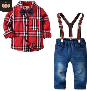 Conjunto de ropa para niño de otoño, conjunto de tops y pantalones vaqueros, conjunto para niños