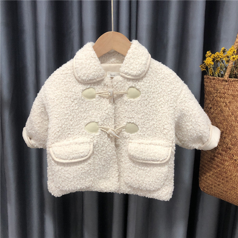 Manteau en laine d'agneau pour bébé, automne et hiver