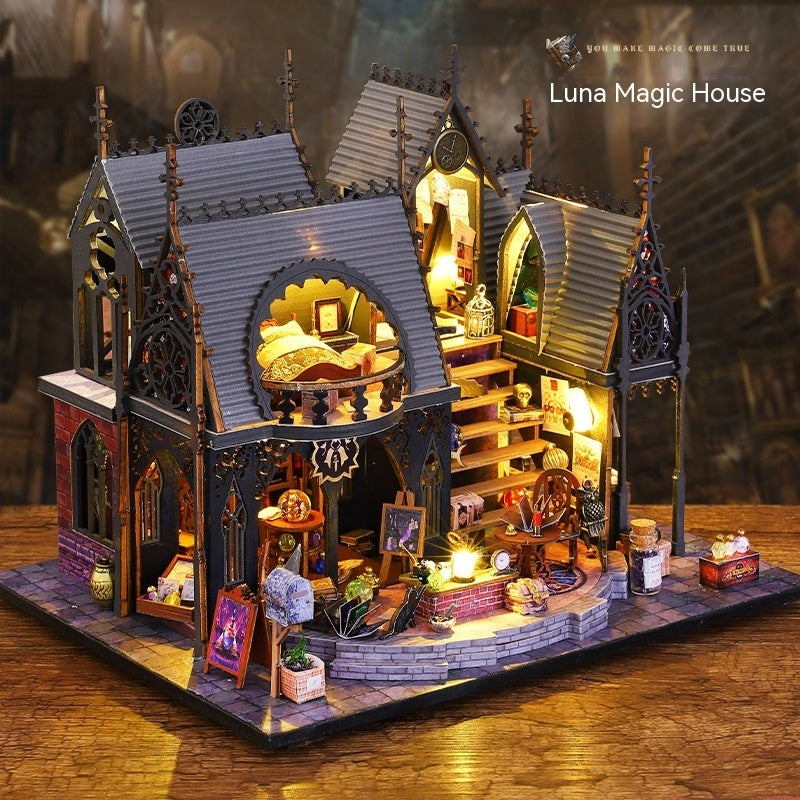 AEKYUNG Magic House Modèle de puzzle 3D assemblé à la main Modèle de maison miniature Ornements