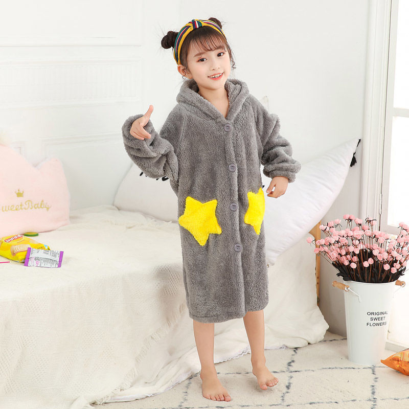 Children's Flannel Long Sleeve Warm And Comfortable Robe