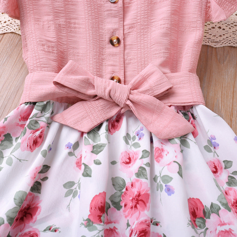 Robe de princesse à coutures florales pour filles