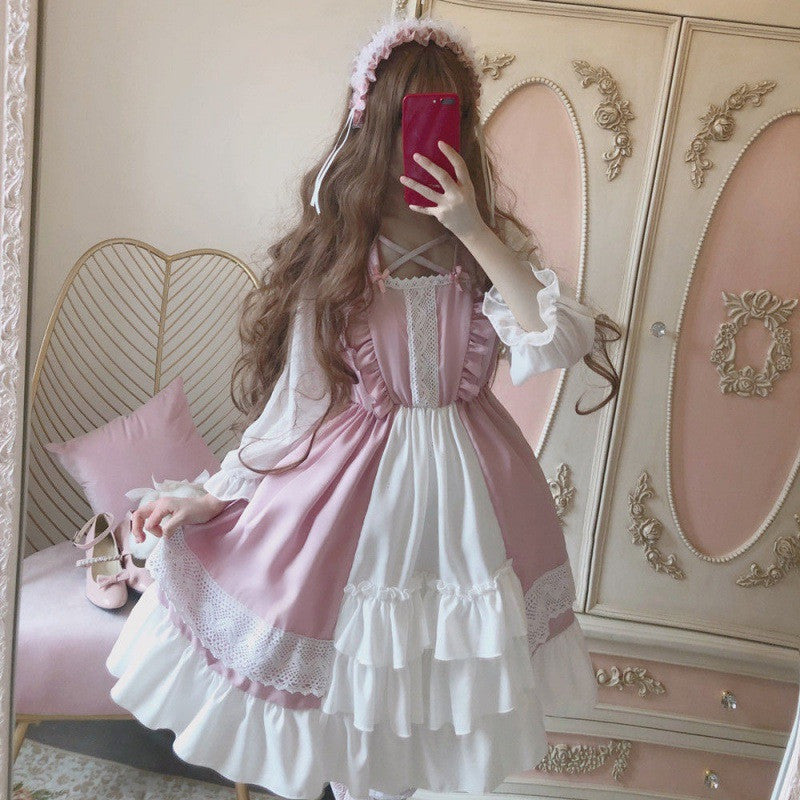 Robe Lolita, tenue quotidienne d'étudiant mignonne, combinaison OP à manches longues