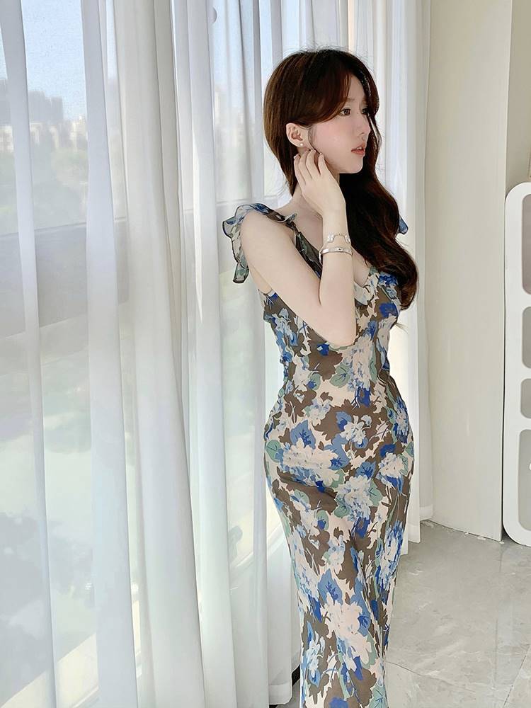 Floral French Retro Romantic Seaside Holiday Dress