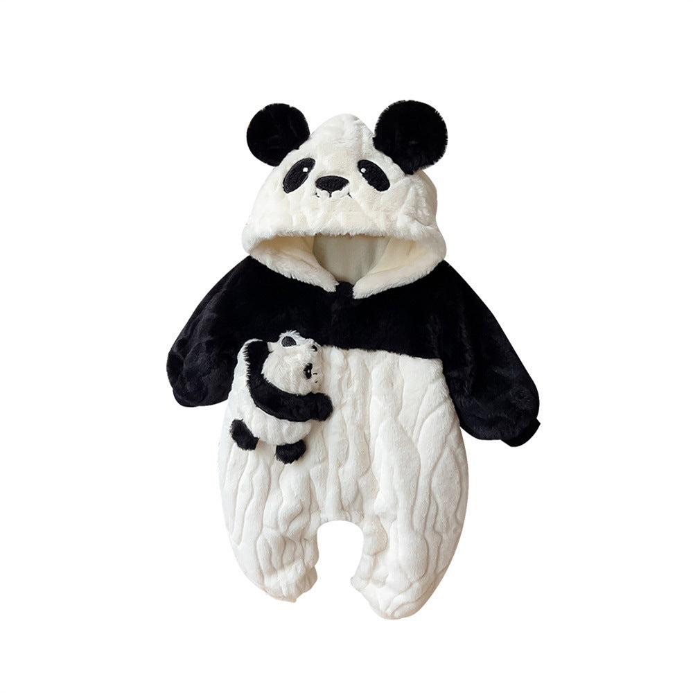 Vêtements d'hiver pour bébé, combinaison à capuche, doublure polaire, petit Panda, peluche