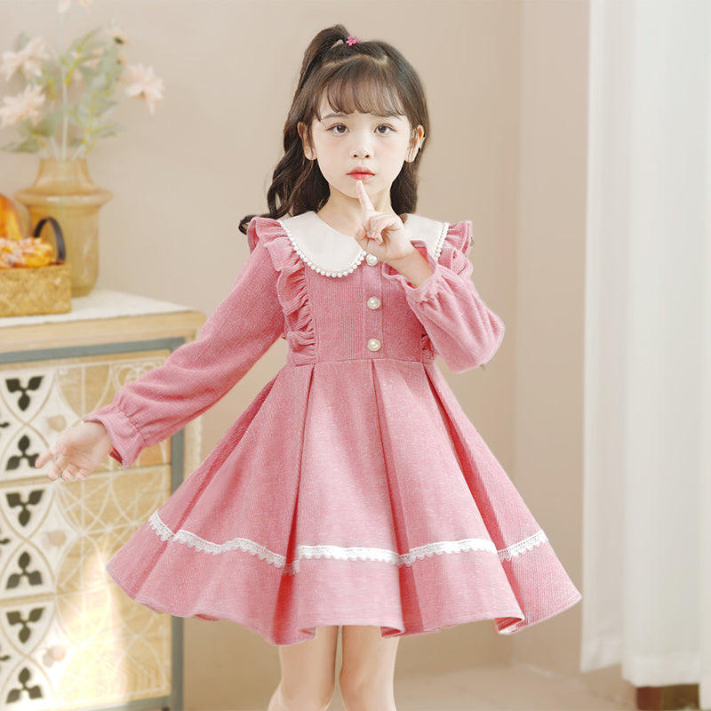 Foreign Style Winter  Red Velvet Princess Dress