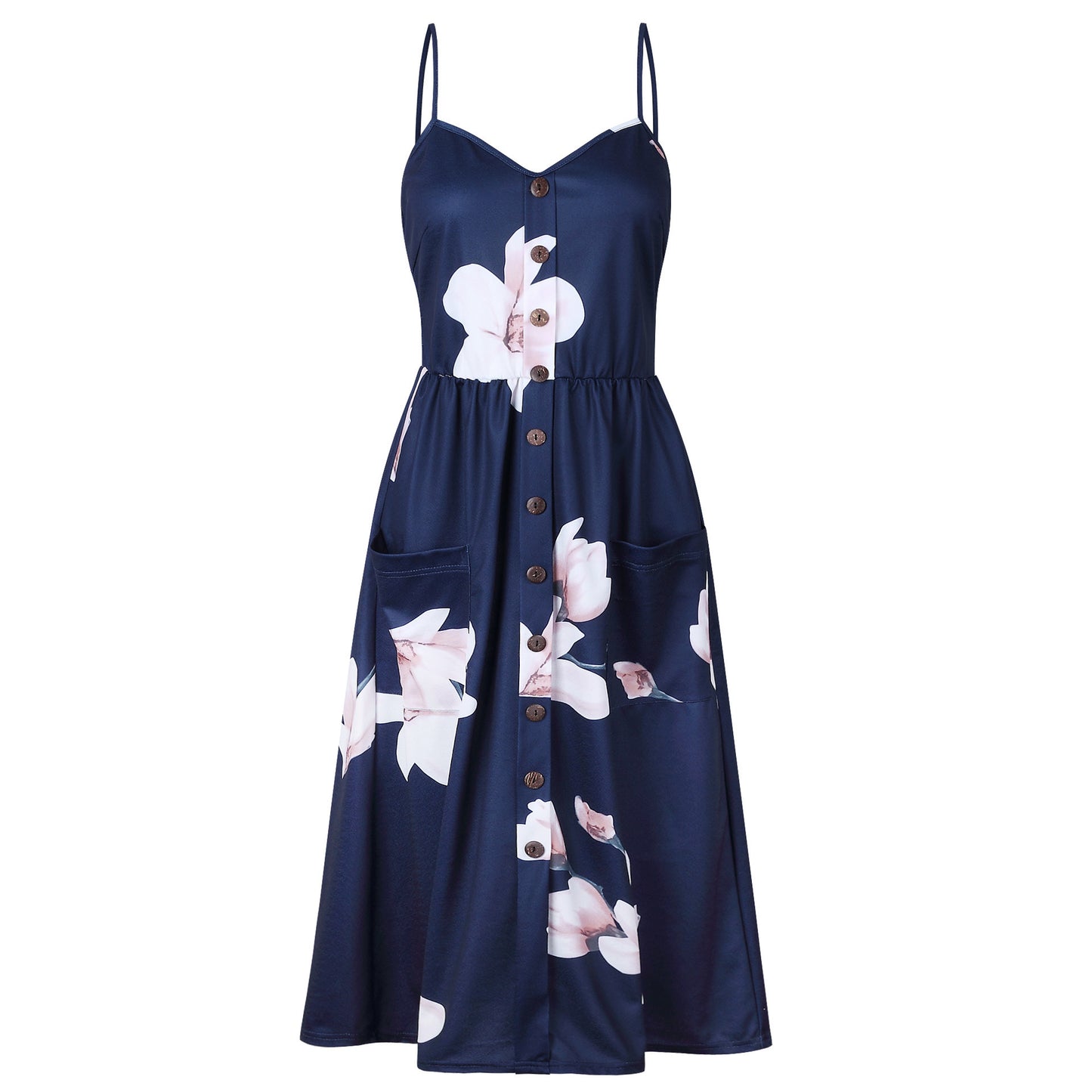 Vestido floral con tirantes de moda para mujer