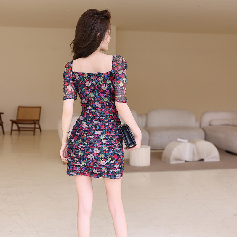 Vestido de malla floral de moda para mujer