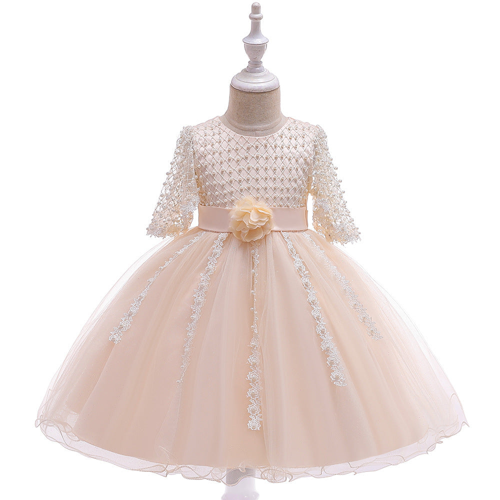 Girls Hand Beaded Girls Dress Mesh Princess