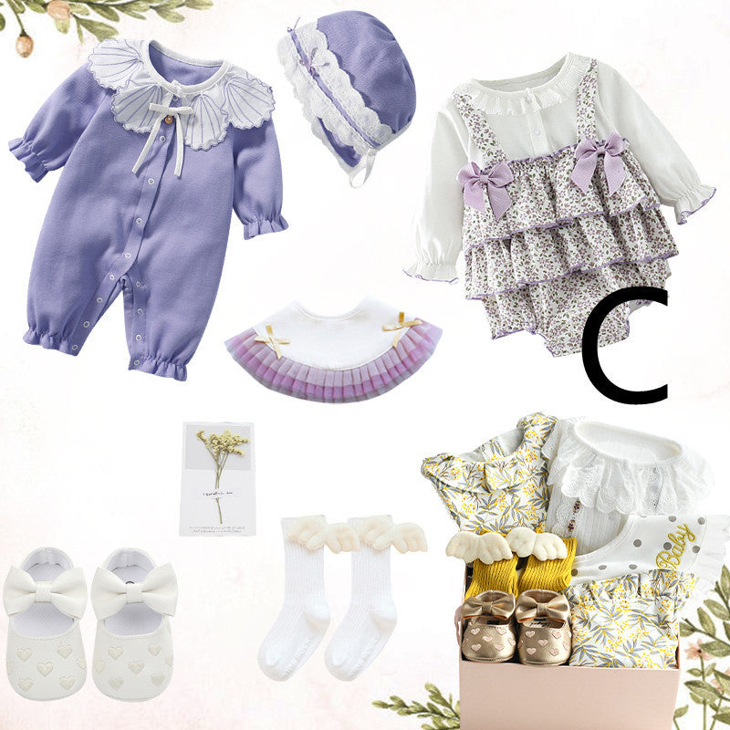 Coffret cadeau pleine lune pour bébé fille, barboteuse en coton, costume, robe de princesse, vêtements