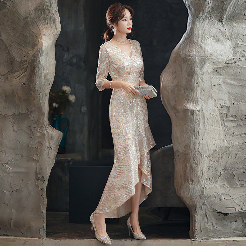 Women's Fashion Elegant Sequins Host Dress