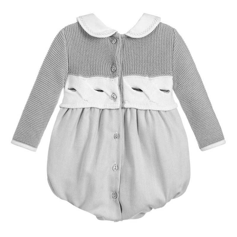 Children's Clothing Baby Romper Gray Sweater Splicing