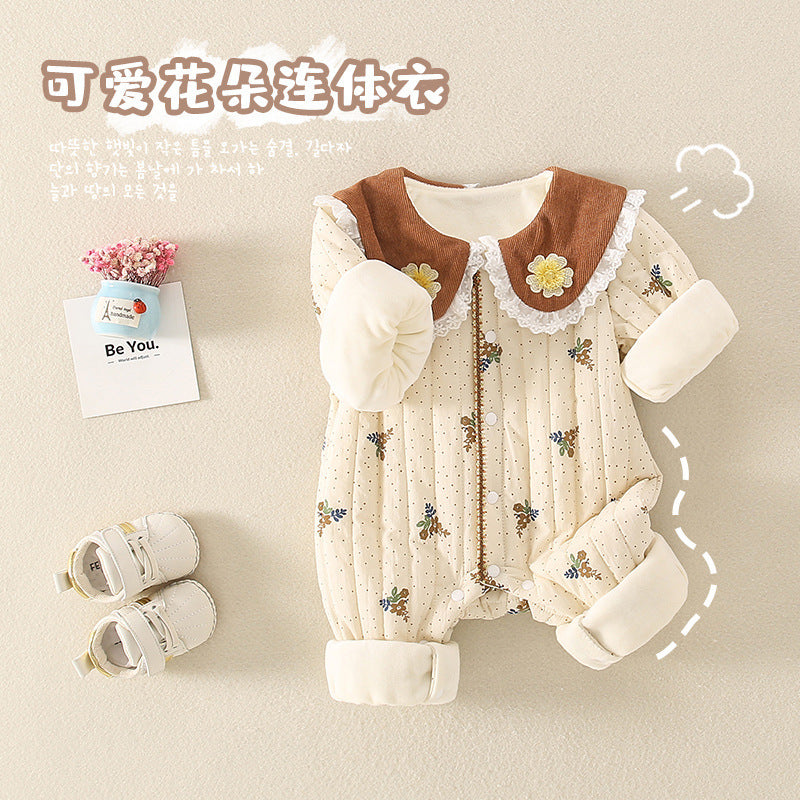 Winter Little Floral Baby Jumpsuits