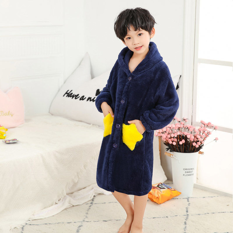 Children's Flannel Long Sleeve Warm And Comfortable Robe