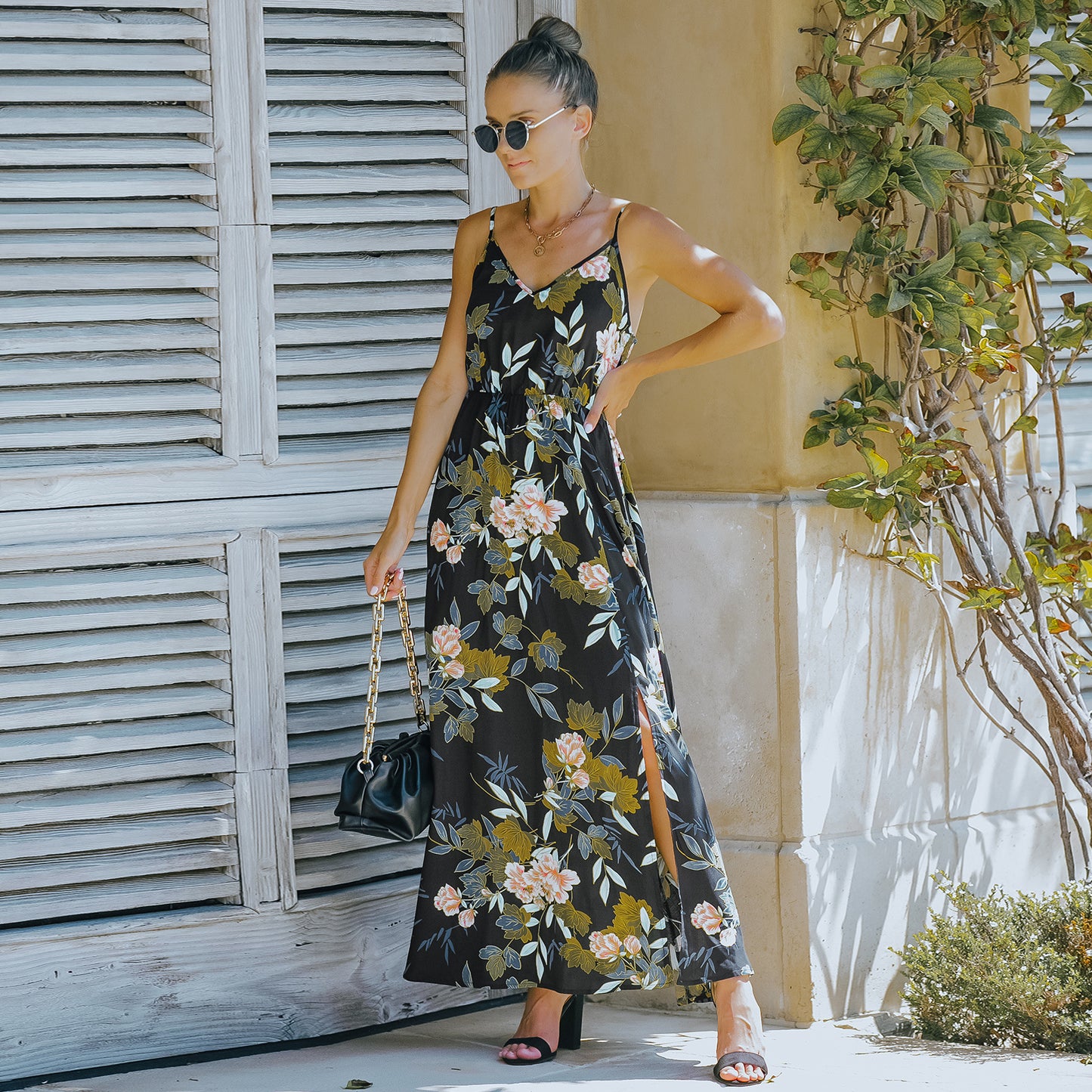 Women's Floral Sling Long Dress