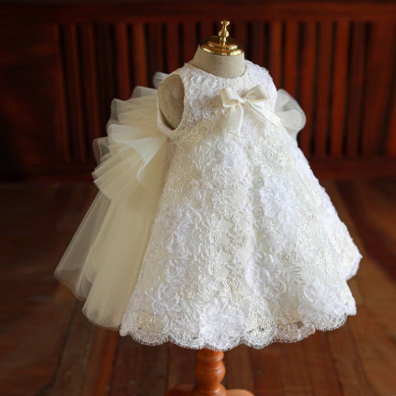 Robe fille avec paillettes blanches élégantes pour anniversaire