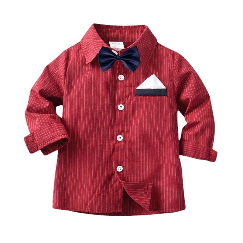 Boys Bow Tie Red Shirt Suspenders Trousers Suit