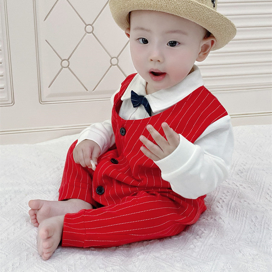 Boys' Fashion Simple Cotton Gentleman Bodysuit