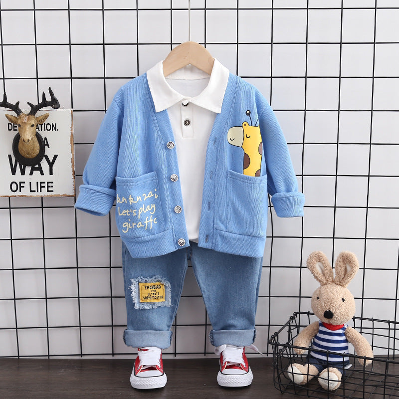 Cartoon Coat Three-piece Set 1-3 Years Old 4 Children's Clothes