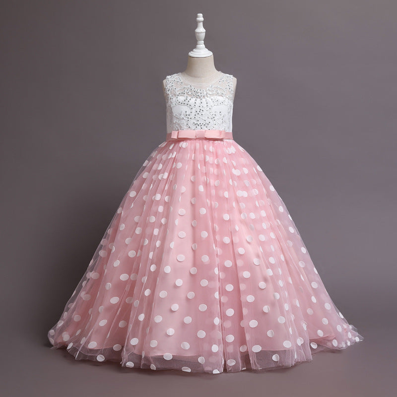 Robe de princesse à pois pour filles, Costumes de Piano pour enfants, défilé