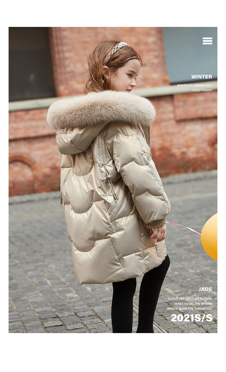 Children's Mid-length New Western Style Down Jacket